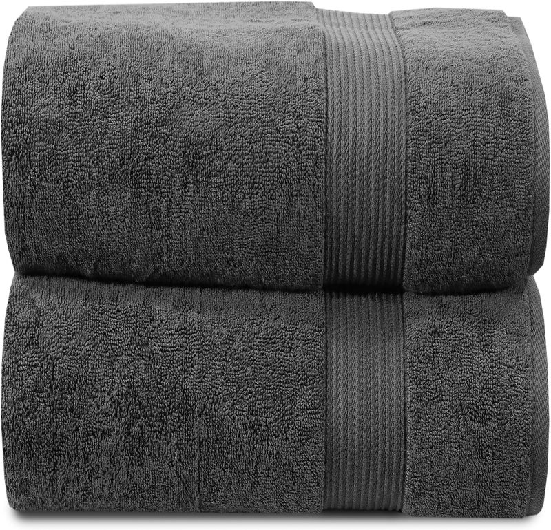 Siesta Zen Extra Large Bath Towels Set - 2 Pieces, 600 GSM 100% Cotton, Gray - Image 1